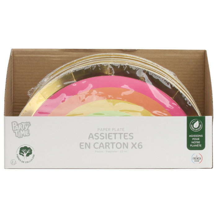 Party Time Lot de 6 Assiettes en Carton Arc-en-ciel LICORNE Party Time Lot de 6 Assiettes en Carton Arc-en-ciel LICORNE