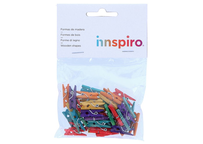 Innspiro Mini pinces en bois mix couleurs 25x3mm 45 unités