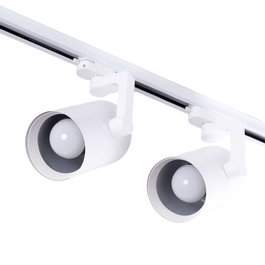 Lumiastra Pack de 2 projecteurs sur rail monophasé E27 PAR30/A65 - Blanc