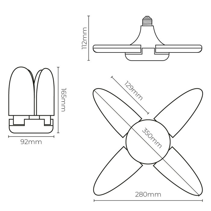 Edm Ampoule LED Leaf Multidirectionnelle E27 30W 6500K Lumière Froide 3155lm IP20