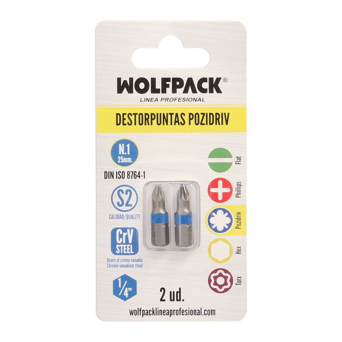 WOLFPACK LINEA PROFESIONAL Embouts Pozidriv N.1 (2 pièces)