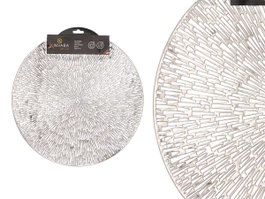 Kinvara Set de 1 Salvamantel Rond Fleur Argenté 38x38x1 cm Plastique PVC (Set de 48)