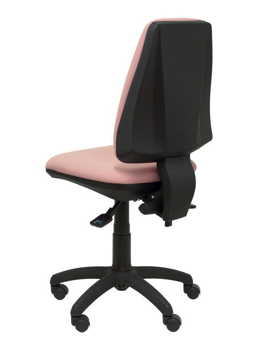 Chaise Elche Asynchrone Tissu Rose pâle Structure polyamide noire Sans accoudoirs Sans appui-tête Roulettes en nylon 50 mm