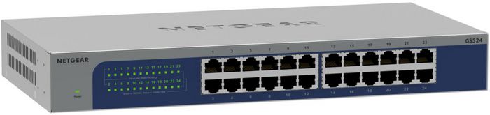 Netgear Switch Gigabit 24 Ports 10/100/1000 Mbps avec QoS, Jumbo Frame et Connexion Auto MDI/MDI-X, Boîtier Métal, Montage Bureau/Rack