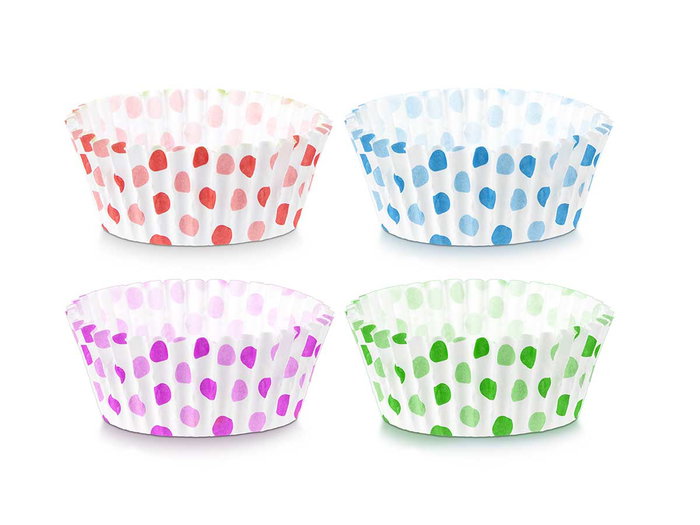 Kinvara Lot de 150 Moules en Papier Pois 12 cm Assortis Couleurs Bleu Lilas Rouge Vert (Set de 48)