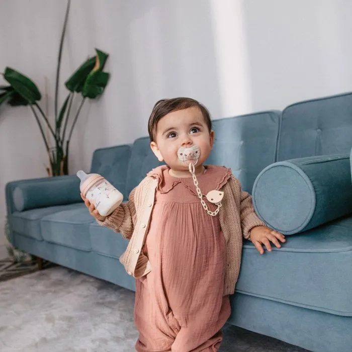 Suavinex Birdies - Biberon 150 ml avec Tétine SX Pro S Débit Lent - Rose - 0 à 3 mois