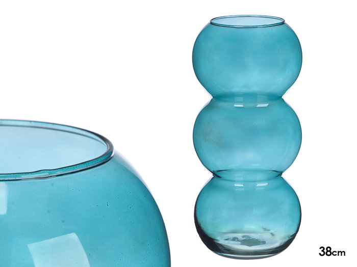 GIFTDECOR Vase en Verre Triple Sphère Turquoise 38cm GIFTDECOR Vase en Verre Triple Sphère Turquoise 38cm