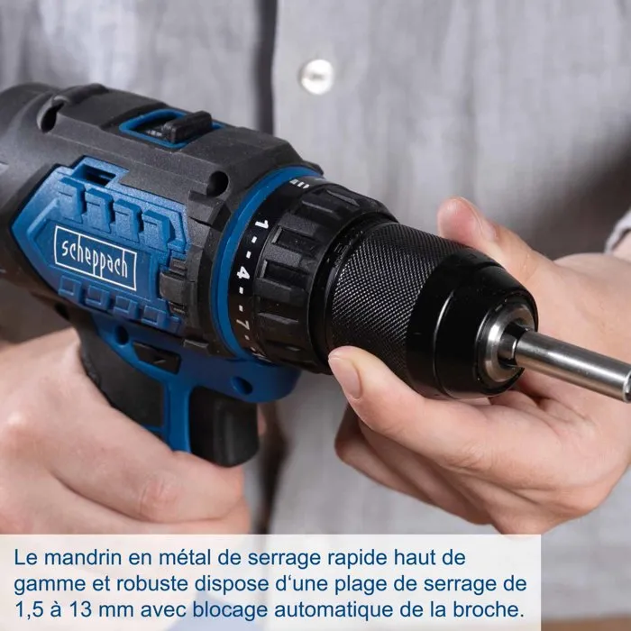 Scheppach Perceuse visseuse à percussion sans fil BC-CD60-X brushless 60 Nm