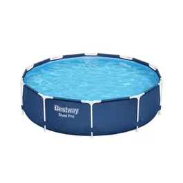 Bestway Steel Pro - Piscine hors sol tubulaire ronde, 305 x 76 cm, DuraPlus, acier inoxydable, résistante UV et chlore, vanne de vidange, 4678 litres