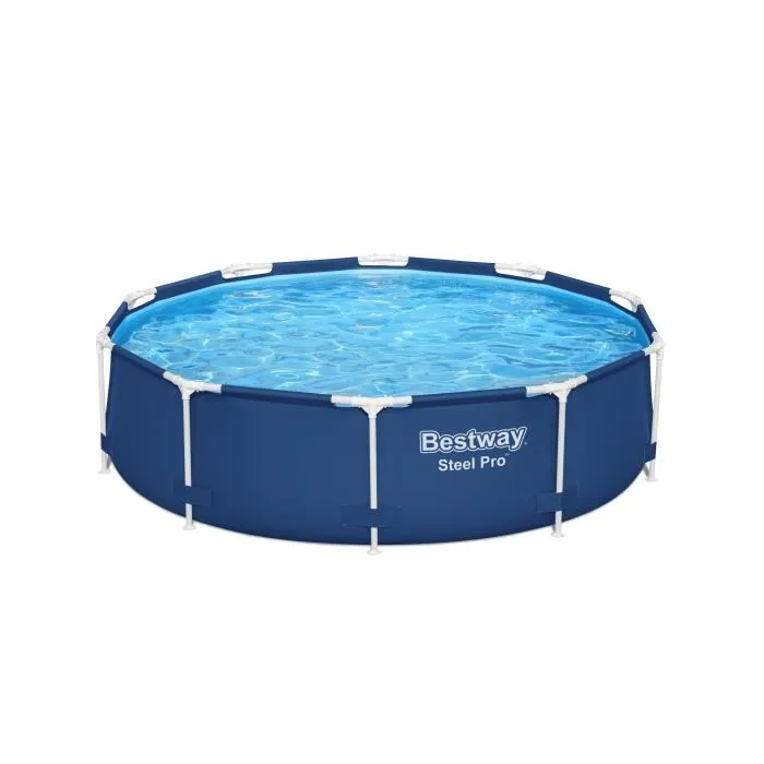 Bestway Steel Pro - Piscine hors sol tubulaire ronde, 305 x 76 cm, DuraPlus, acier inoxydable, résistante UV et chlore, vanne de vidange, 4678 litres