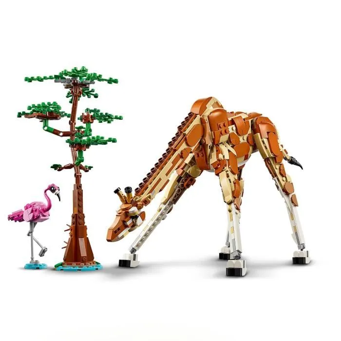 LEGO Creator 31150 Les Animaux Sauvages du Safari : Jouet 3 en 1 à Construire avec Figurines de Girafe, Gazelles et Lion - à Partir de 9 Ans
