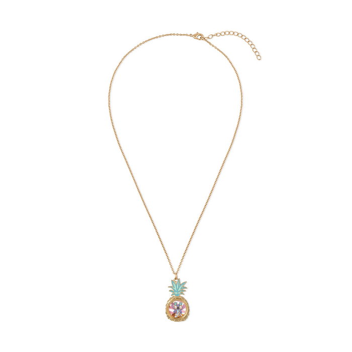PEERS HARDY Pendentif Piña Stitch Disney en or émaillé avec pierres et chaîne