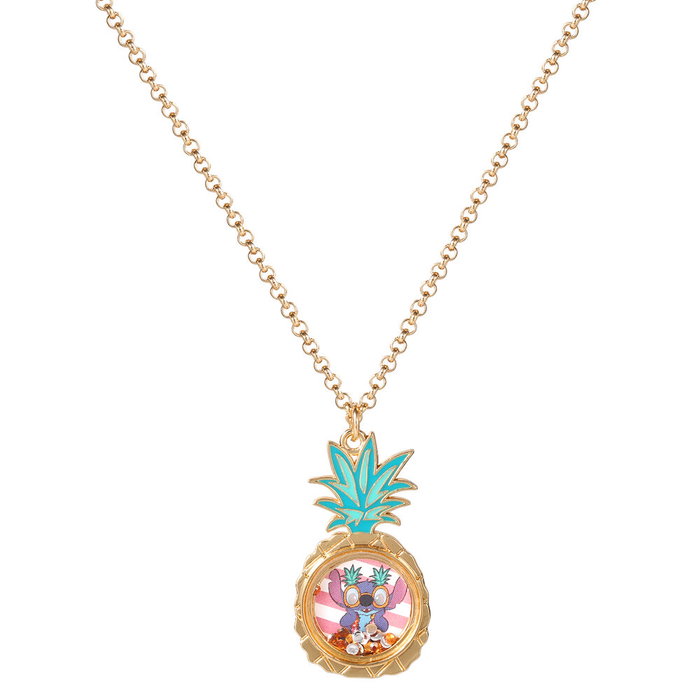 PEERS HARDY Pendentif Piña Stitch Disney en or émaillé avec pierres et chaîne