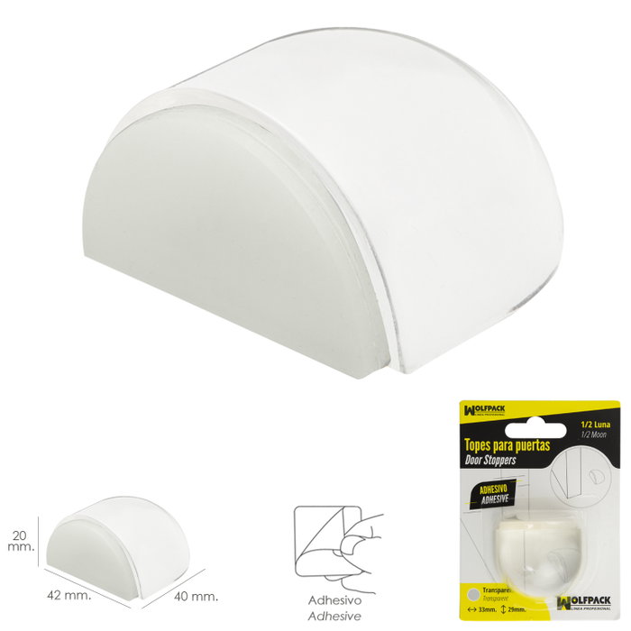 WOLFPACK LINEA PROFESIONAL Tope de porte adhésif transparent demi-lune