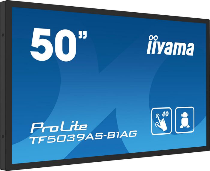 Iiyama écran tactile professionnel 50" (127 cm) PCAP multi-touch 40 points sans cadre, UHD 4K 3840x2160, Android 11, VA, 4 Go RAM, 32 Go, 2xHDMI, DisplayPort, 24/7