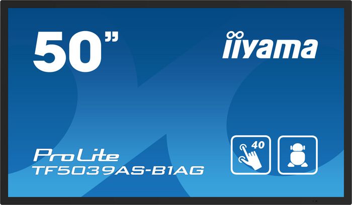 Iiyama écran tactile professionnel 50" (127 cm) PCAP multi-touch 40 points sans cadre, UHD 4K 3840x2160, Android 11, VA, 4 Go RAM, 32 Go, 2xHDMI, DisplayPort, 24/7