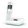 Gigaset AS690 A Trio Blanc - Téléphone fixe sans fil avec répondeur et 2 combinés supplémentaires - Écran monochrome, 20 tonalités, répertoire 100 contacts, ID appelant