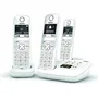 Gigaset AS690 A Trio Blanc - Téléphone fixe sans fil avec répondeur et 2 combinés supplémentaires - Écran monochrome, 20 tonalités, répertoire 100 contacts, ID appelant