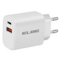 Elbe CARG-2037-QC Chargeur secteur double port USB et Type-C 20W Blanc