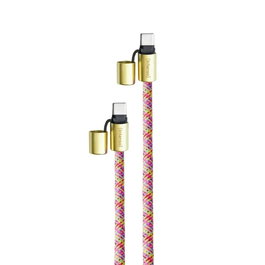 Intenso 7991005 Câble USB-C vers USB-C Lanyard Nylon Tressé 1,65 m Neon Mix Charge Rapide 60W
