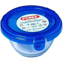 Pyrex 1451032 - Boîte de conservation ronde en verre borosilicate thermorésistant avec couvercle étanche - Ø 11 cm (200 ml)