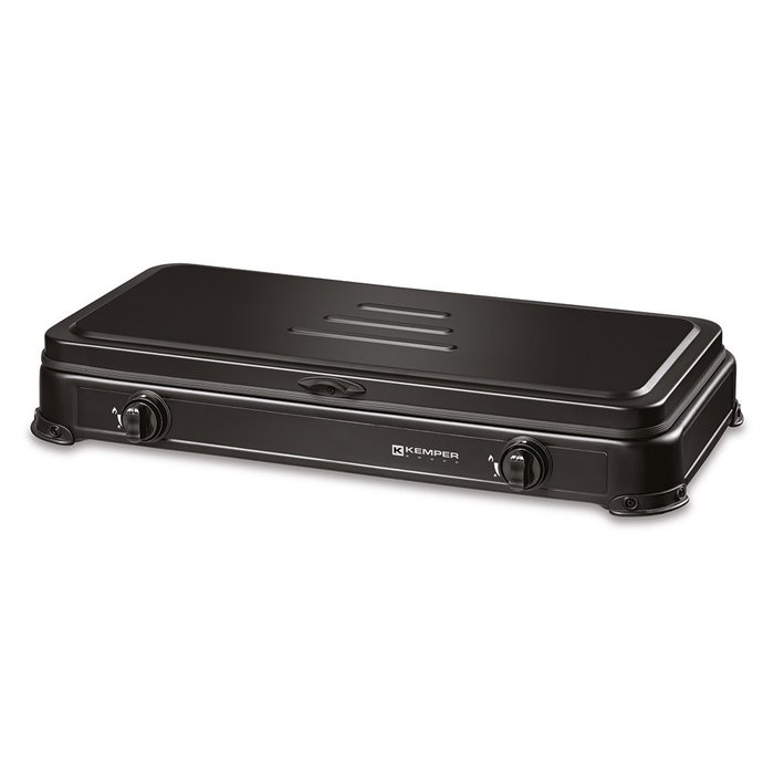Kemper Cuisinière à gaz butane/propane émaillée 2 brûleurs, noire, 570 x 300 x 65 mm Kemper Cuisinière à gaz butane/propane émaillée 2 brûleurs, noire, 570 x 300 x 65 mm
