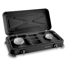 Kemper Cuisinière à gaz butane/propane émaillée 2 brûleurs, noire, 570 x 300 x 65 mm