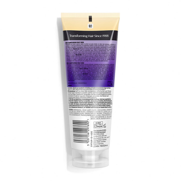 John Frieda Shampoing Violet Crush pour cheveux blonds et éclaircis - Neutralise les reflets cuivrés - 250 ml