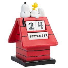 ERIK - Calendrier perpétuel 3D en résine peint à main - Maison pour chien Snoopy - 15x16x11 cm - Idée cadeau et décoration