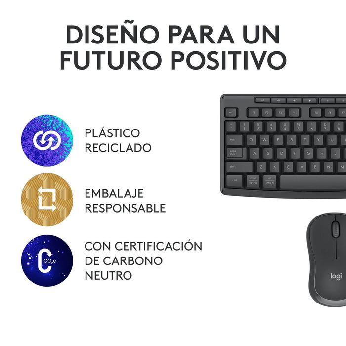 clavier et souris Logitech MK370 Graphite Acier Espagnol Qwerty