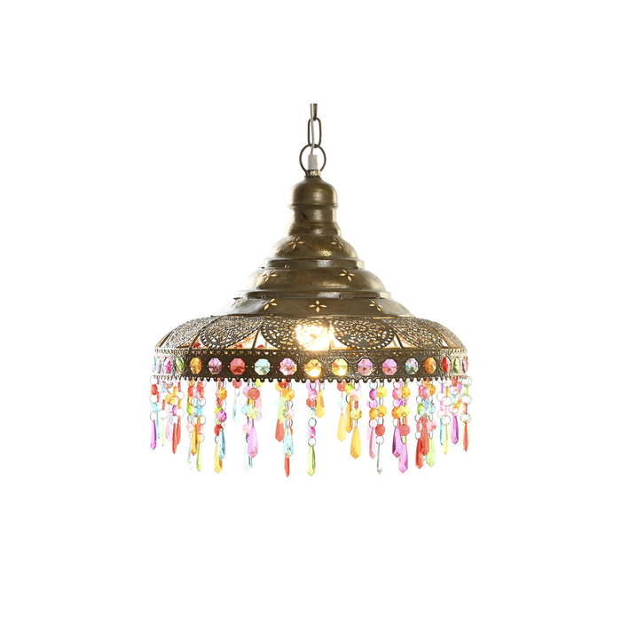 Suspension DKD Home Decor 37 x 37 x 38 cm Doré Métal Multicouleur 50 W