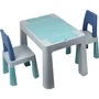 Thermobaby MULTIPLAY - Table d'activités multifonction pour enfants avec 2 chaises - Gris et Bleu