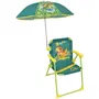 Fun House Jurassic World - Chaise pliante camping enfant dinosaures avec parasol 65 cm - Gamme Plush - Vert et multicolore - 38.5 x 38.5 x 37.5 cm - A partir de 3 ans