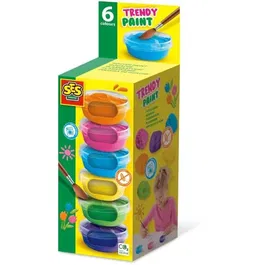 Ses Creative - Gouache Trendy 6x45 ml - 6 Couleurs Vives et Opaques (Violet, Bleu Clair, Rose, Orange, Vert Clair, Jaune) - Peinture pour Artiste