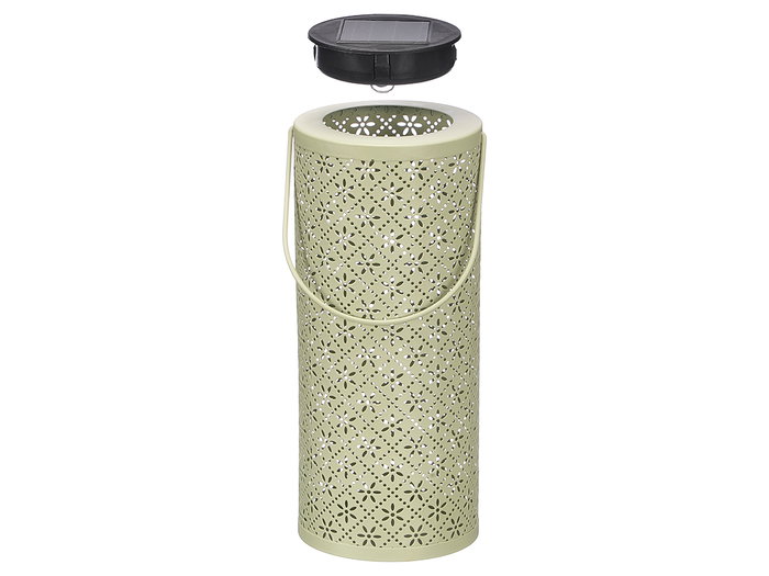 Ibergarden Lampe Solaire Ronde Haute avec Motifs Losanges, Métal et Plastique, 11x26x11 cm, Couleurs Variées, Lumière Chaude LED (Set de 12)