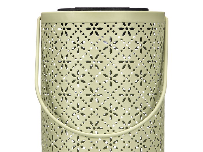 Ibergarden Lampe Solaire Ronde Haute avec Motifs Losanges, Métal et Plastique, 11x26x11 cm, Couleurs Variées, Lumière Chaude LED (Set de 12)