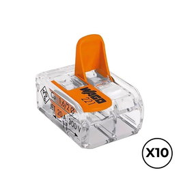 Wago Connecteur rapide à levier 2 voies 0,14-4 mm² 450V 32A Transparent Lot de 10