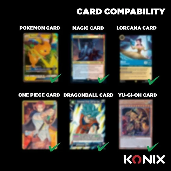 Konix Classeur Premium avec reliure à anneaux et couverture rigide en PU - Noir - Format 63x88 mm - Compatible Magic The Gathering, Pokémon, Yu-Gi-Oh! Konix Classeur Premium avec reliure à anneaux et couverture rigide en PU - Noir - Format 63x88 mm - Compatible Magic The Gathering, Pokémon, Yu-Gi-Oh!