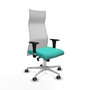 Piqueras Y Crespo Fauteuil Albacete Turquoise et Blanc avec Mécanisme Synchrone et Base Aluminium