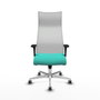 Piqueras Y Crespo Fauteuil Albacete Turquoise et Blanc avec Mécanisme Synchrone et Base Aluminium