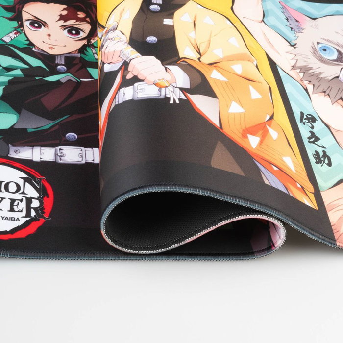 ERIK Tapis de souris gaming Demon Slayer Kimetsu no Yaiba - 80 x 35 cm - Surface textile imperméable, bords renforcés, base en caoutchouc antidérapante