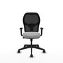 Chaise Alocén Synchro 3 positions tissu Gris clair Maille Noir Base pyramidale noire Accoudoir 1D Sans appui-tête Roulettes 65mm nylon