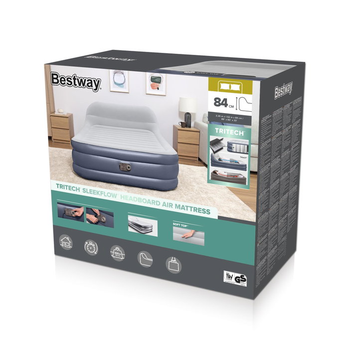 Bestway Matelas Gonflable Double avec Tête de Lit et Pompe Intégrée Bestway Matelas Gonflable Double avec Tête de Lit et Pompe Intégrée