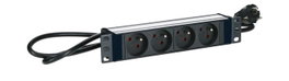 Lanview Multiprise 10" 4 voies finition aluminium avec câble 2m
