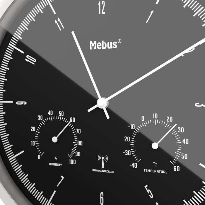 Mebus 19777 Horloge murale radio-pilotée avec thermo-hygromètre