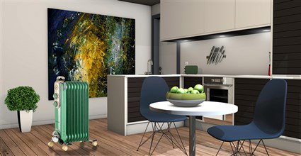 Ariete 838/14 Radiateur à huile Vintage 9 éléments vert - Design années 50 avec 4 roues et 3 niveaux de puissance