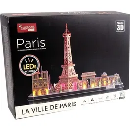 Explora Puzzle 3D lumineux à assembler - Monuments de Paris - Jeu de construction éducatif 115 pièces - Pour enfants dès 8 ans