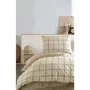 Parure de lit 1 housse de couette 240 x 220 cm + 2 taies d'oreiller 60 x 60 cm - 100% coton renforcé - Crème