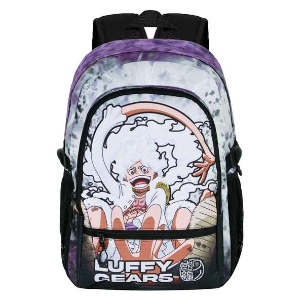 Karactermania - Mochila Fight Fan 2.2 Sac à Dos One Piece Luffy Gear 5 - 44x31x18 cm - Compartiment Principal, Poches Latérales en Maille, Bandeau Trolley - Ripstop
