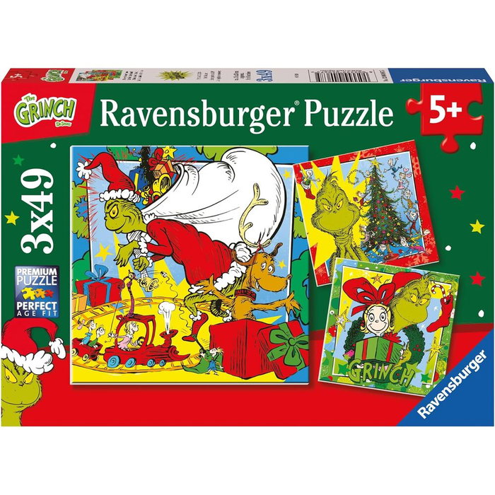 Puzzle Ravensburger Le Grinch 3 Puzzles de 49 Pièces chacun 21x21cm pour Enfants 5 Ans et Plus Puzzle Ravensburger Le Grinch 3 Puzzles de 49 Pièces chacun 21x21cm pour Enfants 5 Ans et Plus